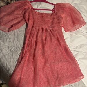 Abercrombie & Fitch Coral Puff Sleeve Dress